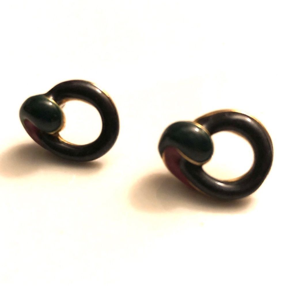 🍭6/$30 Stud earrings w/ enamel red, black & green